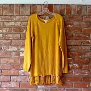 Mustard fringed sweater